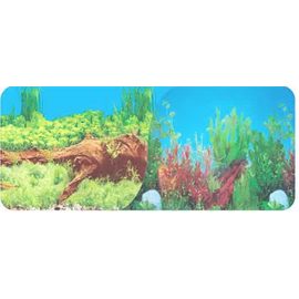 Фон двухсторонний 40см. Растительный с корягой (синий) / Растительный с корягой и камнями (синий)