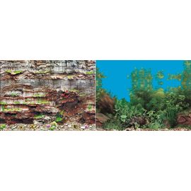 Фон двухсторонний 60см.Камни скалистая стена/ Растительный с камнем (синий)