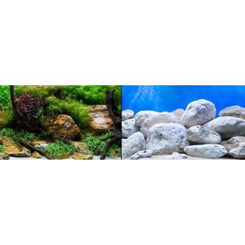 Фон двухсторонний 60см. Камни с мхом / Белые камни (синий)