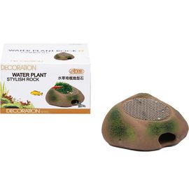 Камень-укрытие для мелких рыб и керамическая площадка с сеткой из нержавеющей стали для культивации растений