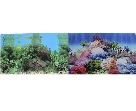 Фон для аквариума двухсторонний Коралловый рай/Подводный пейзаж 50х100см  PR-002378
