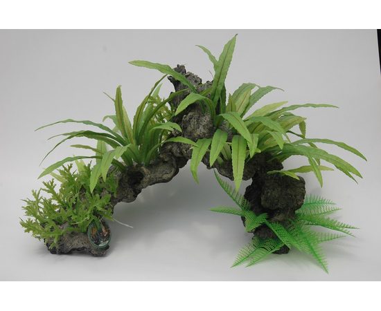 Композиция из искусственных растений и коряги 45х20х28см