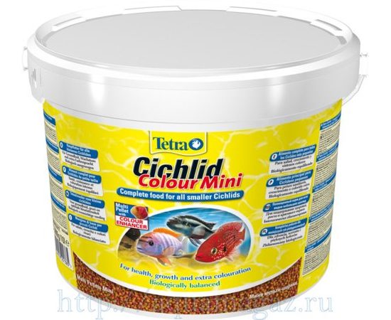 TetraCichlid Colour Mini корм для всех видов цихлид для улучшения окраса 10 л ведро