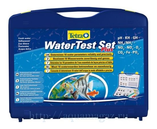 Tetra WaterTest Set Plus pH kH GH NH3 NH4 NO2 NO3 O2 CO2 Fe PO4