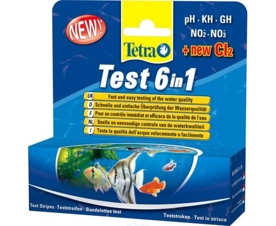 TetraТест 6 в 1 GH kH NO2 NO3 pH Cl полоски для пресной воды 25шт