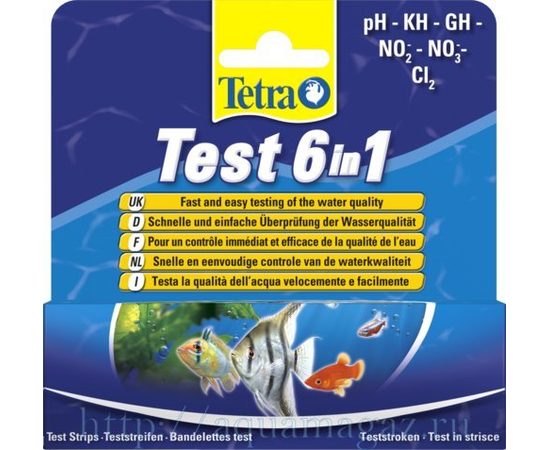TetraТест 6 в 1 GH kH NO2 NO3 pH Cl полоски для пресной воды 25шт