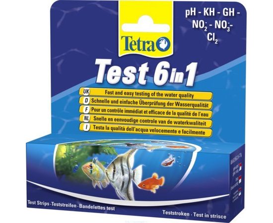 TetraТест 6 в 1 GH kH NO2 NO3 pH Cl полоски для пресной воды 25шт