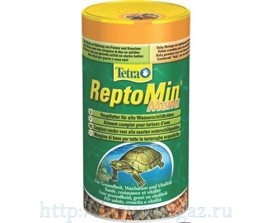 Tetra ReptoMin Menu корм для водных черепах гранулы, креветки, криль 250 мл