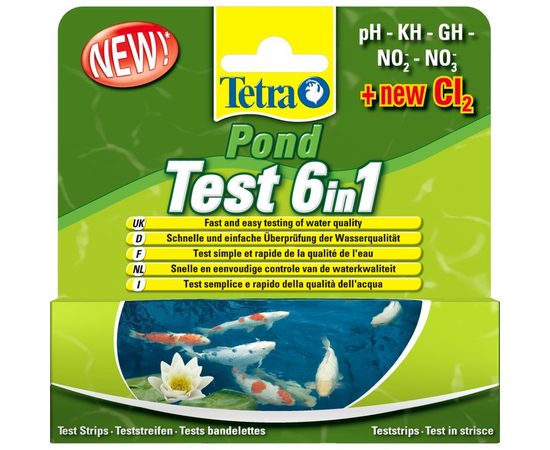 TetraPond Quick Test 6in1 набор экспресс-полосок для быстрой проверки показателей качества воды: pH GH KH NO2 NO3 Cl_(6/24)-
