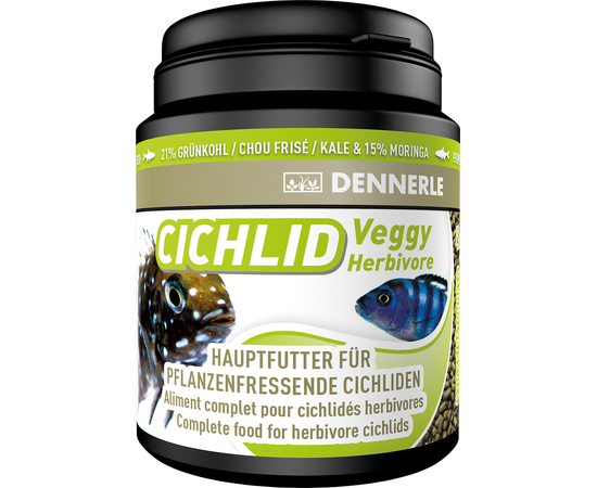 Dennerle Cichlid Veggy - Основной корм в форме гранул для растительноядных цихлид, 450 г DEN7517
