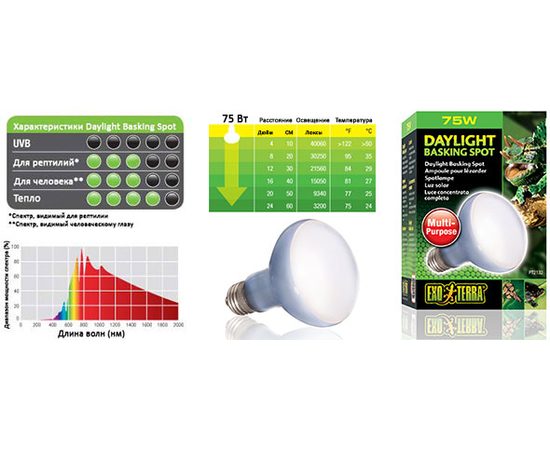 Лампа Hagen EXO TERRA DAYLIGHT BASKING SPOT 75 вт Лампа Hagen EXO TERRA DAYLIGHT BASKING SPOT 75 вт