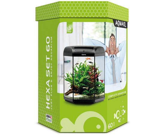 Аквариум AQUAEL шестигранный 60л с крышкой и светом AQ-113308