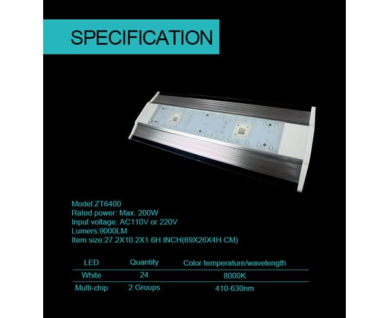 Cветильник Zetlight ZT6400 черный с контроллером + пульт