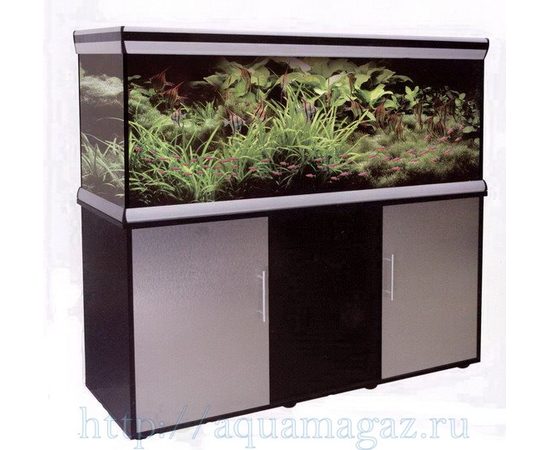 Тумба D-850FX для акв. D-850F, 82x42x73см, черная с серебристыми дверцами и ручками