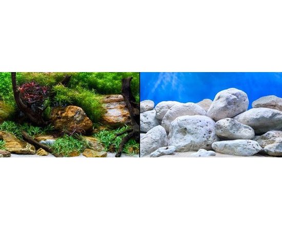 Фон двухсторонний 30см. Камни с мхом / Белые камни (синий)