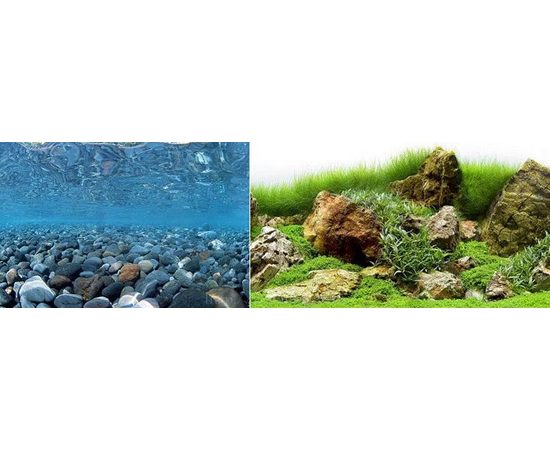 Фон двухсторонний 30см. Речная галька   Камни с мхом