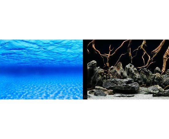 Фон двухсторонний 30см. Синее море/ Камни с корягами (черн)