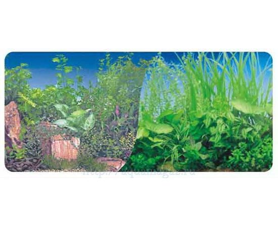 Фон двухсторонний 60см.  Растительный нимфея (синий) /Растительный с камнем