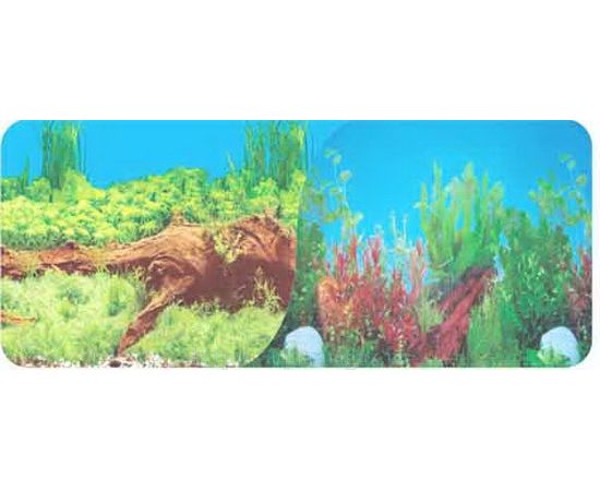 Фон двухсторонний 100см. Растительный с корягой (синий) / Каменная стена из сланца