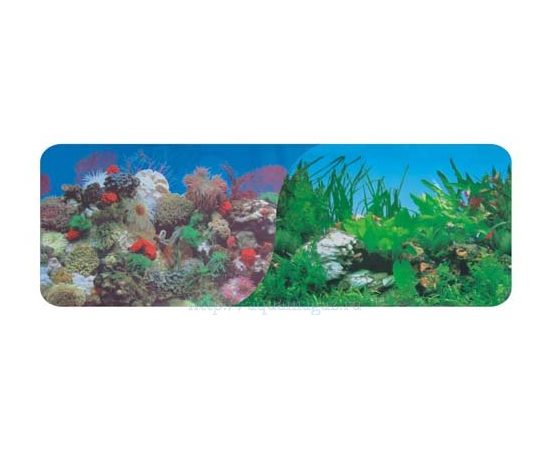 Фон двухсторонний 30см. Кораллы (синий) / Растительный с белым камнем (синий)