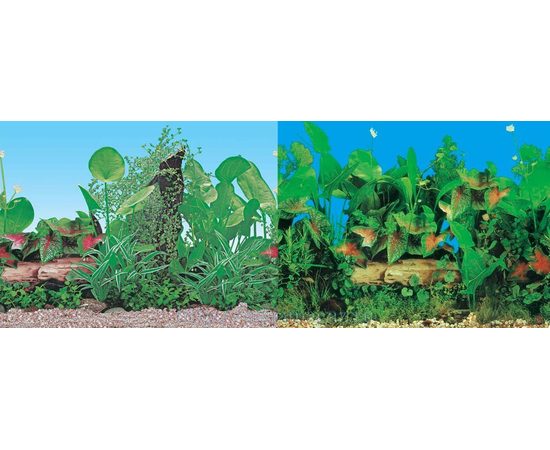 Фон двухсторонний 60см. Растительный (синий) / Растительный нимфея (синий)