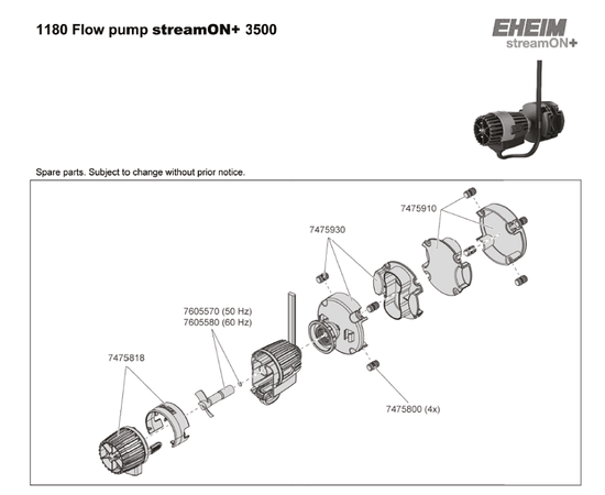 Помпа перемешивающая EHEIM streamON + 3500л/ч, 2,5Вт для аквариумов от 35 до 200 л
