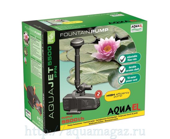 Насос фонтанный PFN-5500 (5500 л/ч) кабель 10м подьем воды макс 300см (6шт/кор) Aquael