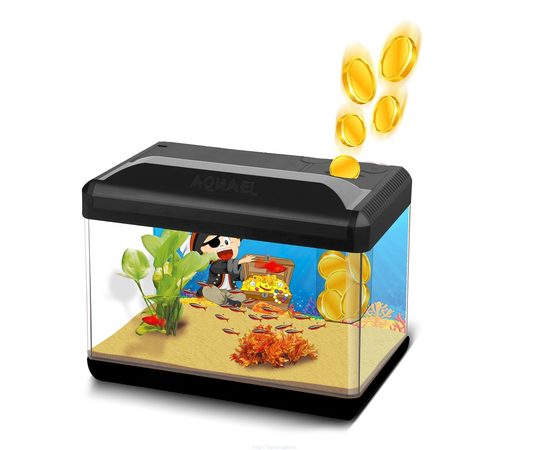Аквариум пластиковый PIRATE 15л с копилкой (черный) (ЕСО 1*9Вт) Aquael