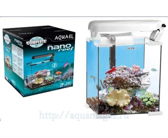 Аквариум морской NANO REEF  20, белый 20л (25x25x30), (спец.освещение Ecolight 2х11 Вт, лампа Marine, лампа Actinic,фильтр FZN-1