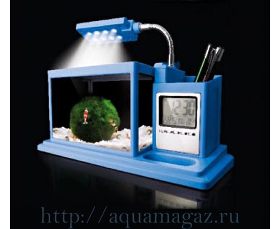 Аквариум-органайзер AQUA ME синий без крышки с лампой (светодиоды) донный фильтр