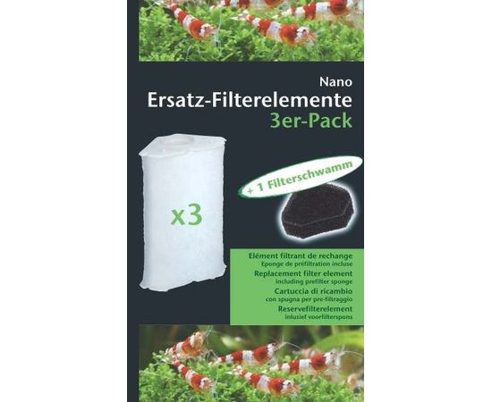 Сменный фильтрующий элемент для фильтра Dennerle Nano Eсkfilter (3 шт.) + губка предварительной фильтрации Сменный фильтрующий э