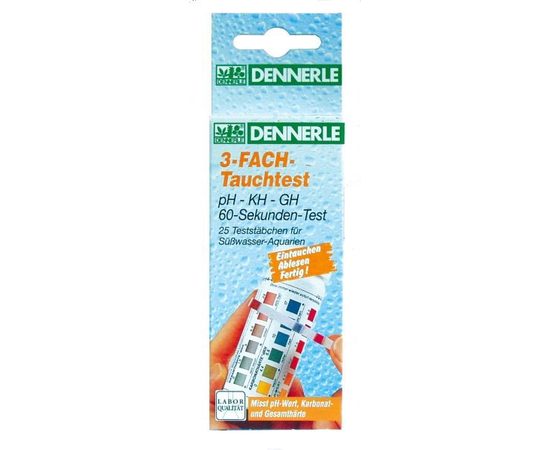 Тест для тестирования воды по показателям pH, kH, GH Dennerle Tauchtest pH-kH-GH, 25 шт.