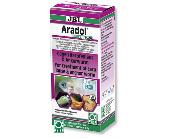 Препарат против червей, карпоедов, сосальщиков и других ракообразных паразитов JBL Aradol Plus 250, 100 мл