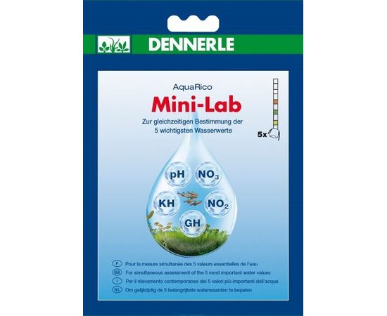 Минилаборатория для тестирования 5-ти показателей пресной аквариумной воды Dennerle MiniLab, 5 шт.
