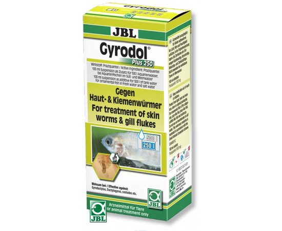 Препарат против жаберных, ленточных и других червей, 100 мл на 500 л JBL Gyrodol Plus 250, 100 мл
