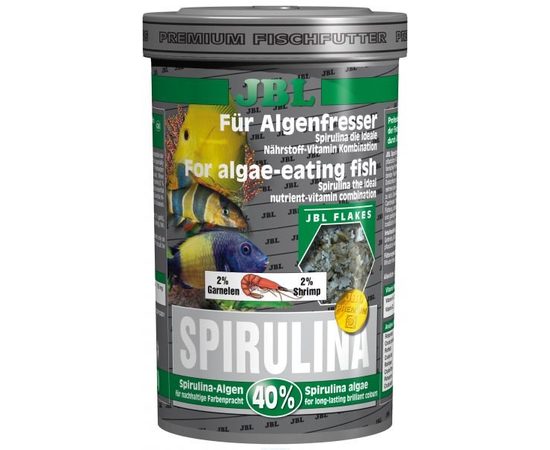 Корм класса  премиум  с высоким содержанием спирулины в форме хлопьев для растительноядных в пресном и морском аквариуме JBL Spi Корм класса  премиум  с высоким содержанием спирулины в форме хлопьев для растительноядных в пресном и морском аквариуме JBL Spi