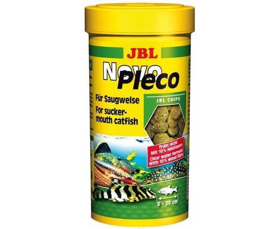 Водорослевые чипсы с примесью целлюлозы для кольчужных сомов JBL NovoPleco, 5,5 л 2700 г