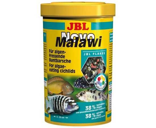 Корм в форме хлопьев для растительноядных цихлид из озер Малави и Таньгаика JBL NovoMalawi, 5,5 л 860 г