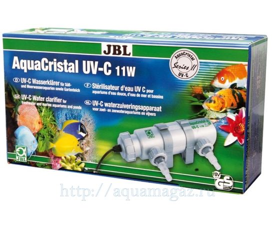 Ультрафиолетовый стерилизатор воды для аквариумов с пресной и морской водой и прудов JBL  JBL AquaCristal UV-C SERIES II 11 Вт