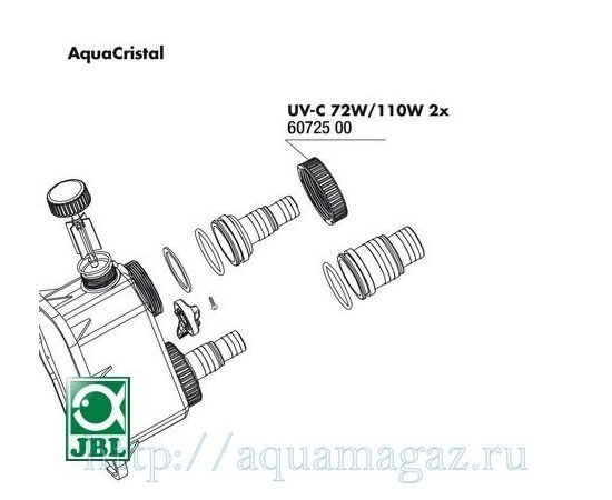 Гайки для крепления штуцеров к УФ-стерилизаторам  JBL AquaCristal UV-C 72/110W, 2 шт. JBL UV-C 72/110W union nut